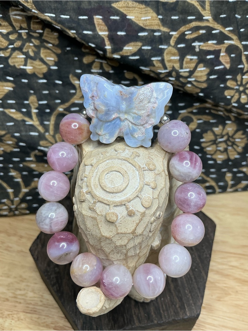 Purple Rose Quartz with Ocean Jasper Butterfly - Picture 2 of 2